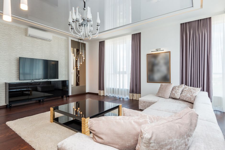 Furnished living room of a holiday rental apartment